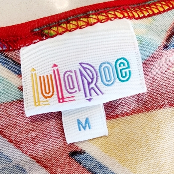 LulaRoe Colorful Multicolored Geometric Triangle Patterned Top Women's Medium M - Picture 4 of 5